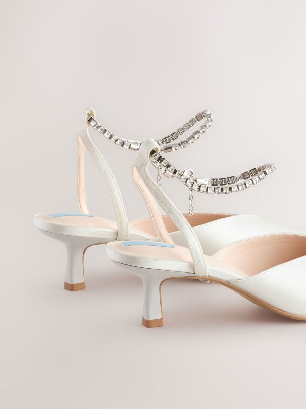 GO8444 Wedding Point Toe Jewel Ankle Kitten Bridal Heels - Image 10