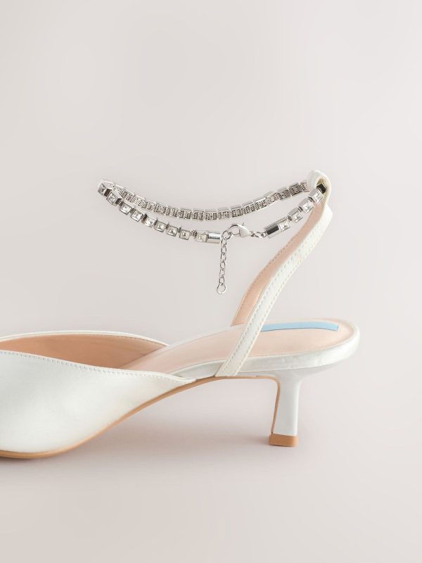 GO8444 Wedding Point Toe Jewel Ankle Kitten Bridal Heels - Image 11