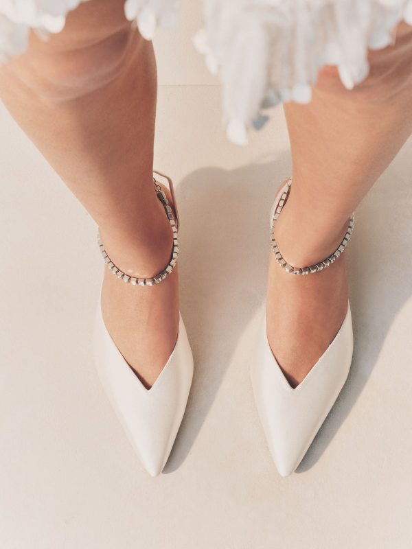 GO8444 Wedding Point Toe Jewel Ankle Kitten Bridal Heels - Image 4