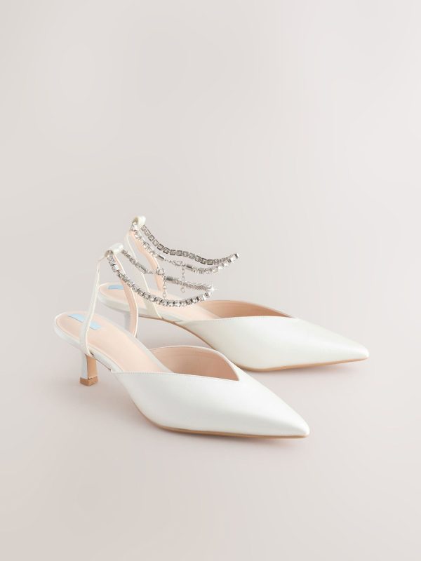 GO8444 Wedding Point Toe Jewel Ankle Kitten Bridal Heels - Image 6