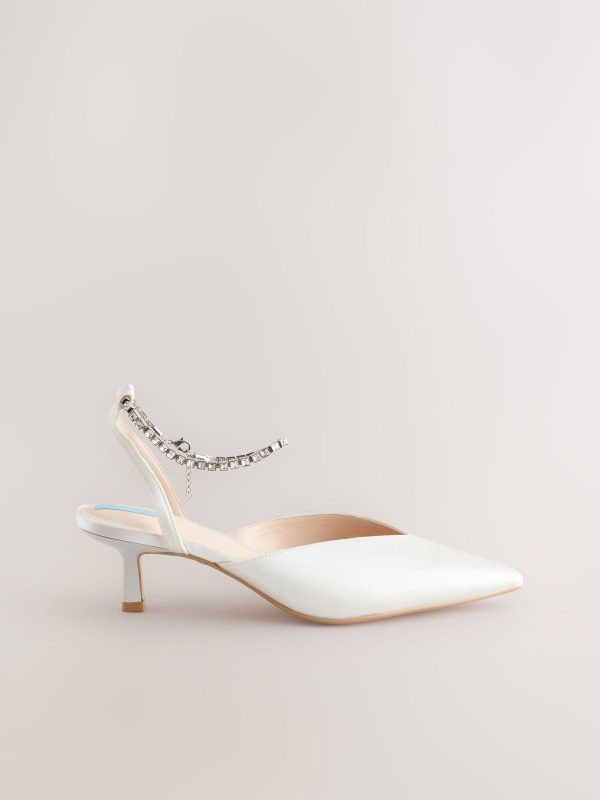 GO8444 Wedding Point Toe Jewel Ankle Kitten Bridal Heels - Image 7