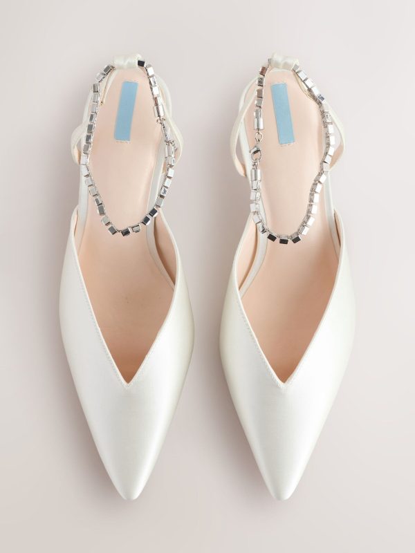 GO8444 Wedding Point Toe Jewel Ankle Kitten Bridal Heels - Image 8