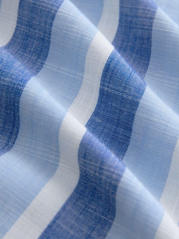 GO8428 Blue Stripe Short Sleeve Shirt With Linen - Image 8