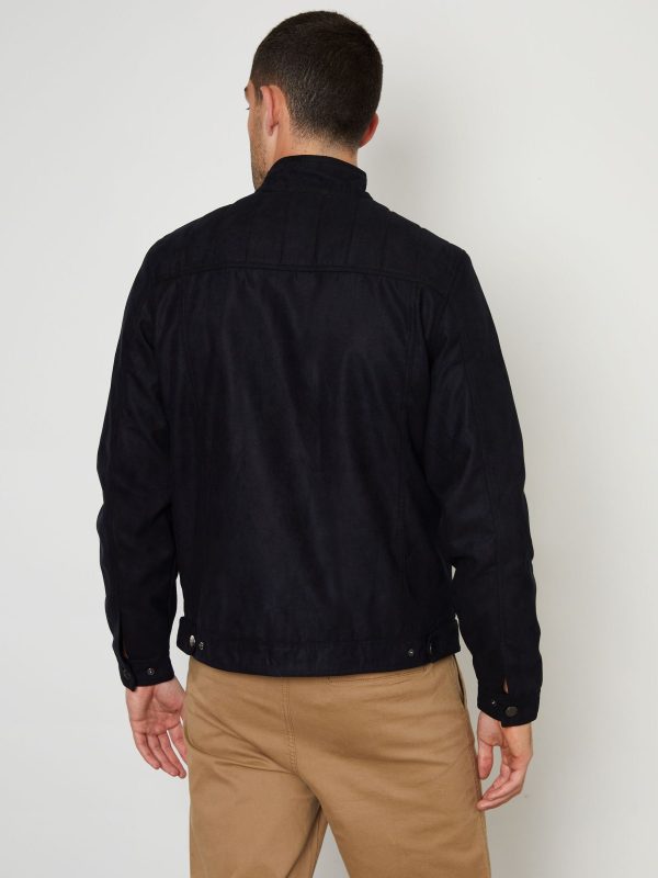 GO8478 Black Faux Suede Racer Jacket - Image 2