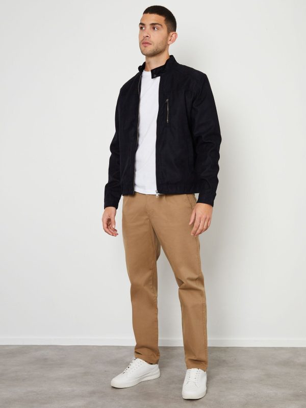 GO8478 Black Faux Suede Racer Jacket - Image 3