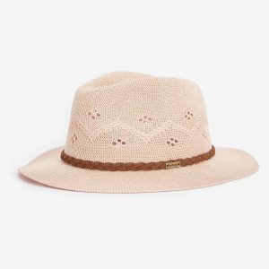 GO8464 Pink Flowerdale Crochet Trilby Summer Hat