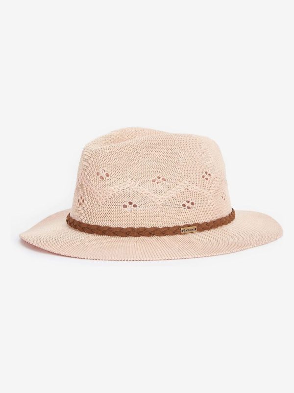 GO8464 Pink Flowerdale Crochet Trilby Summer Hat