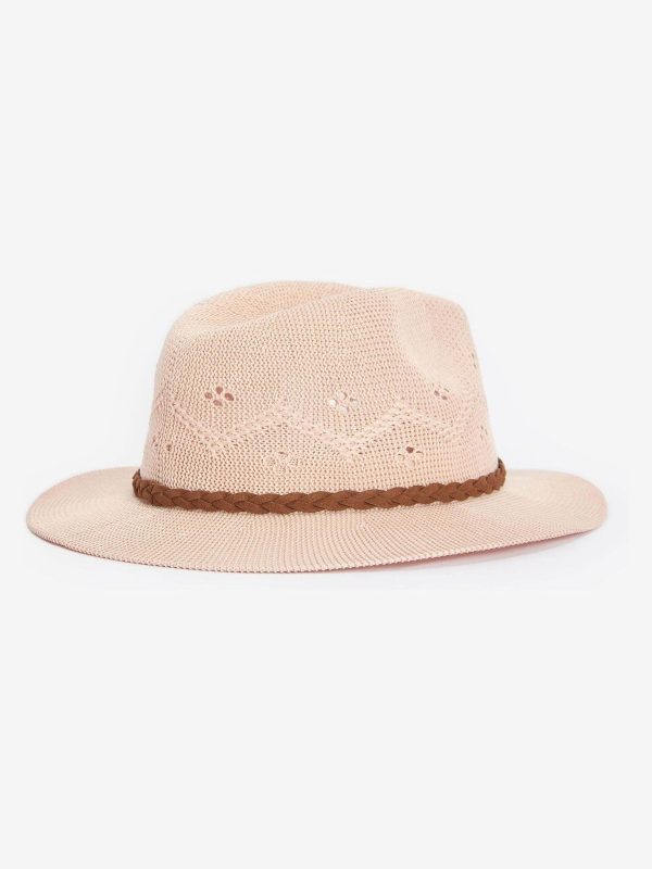 GO8464 Pink Flowerdale Crochet Trilby Summer Hat - Image 2