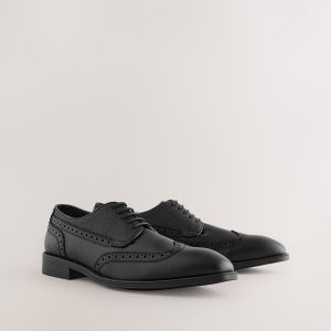 GO8454 Black Longwing Brogue Shoes