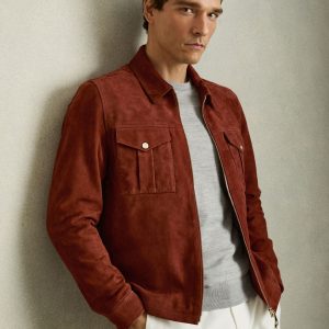 GO8477 Red Belle Suede Zip-Through Jacket