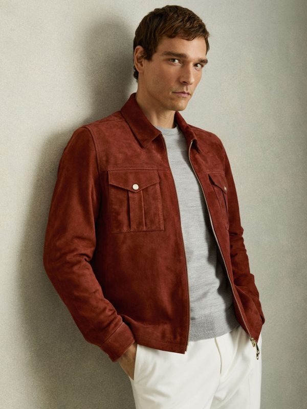 GO8477 Red Belle Suede Zip-Through Jacket
