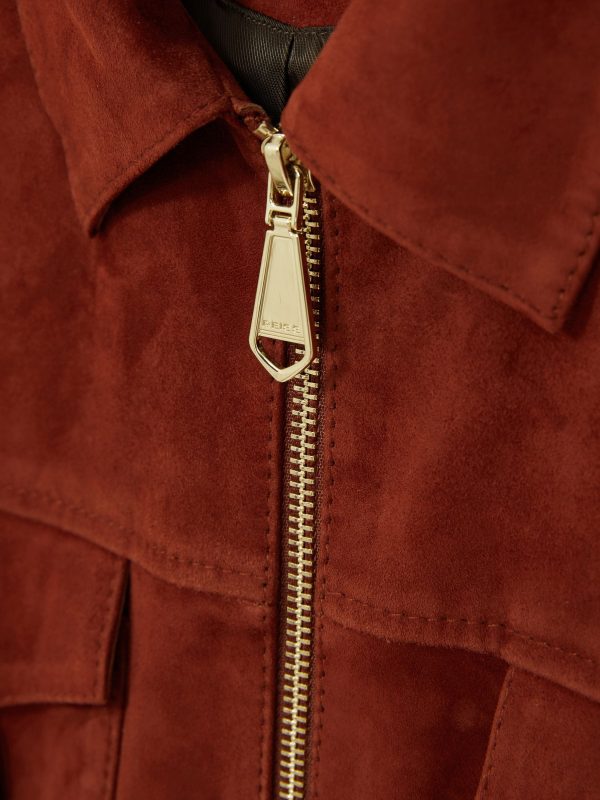 GO8477 Red Belle Suede Zip-Through Jacket - Image 7
