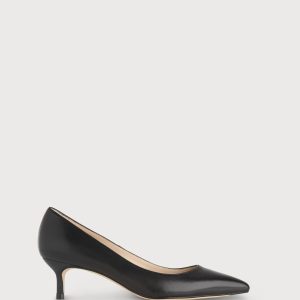 GO8442 Black Leather Audrey Kitten Heel Courts