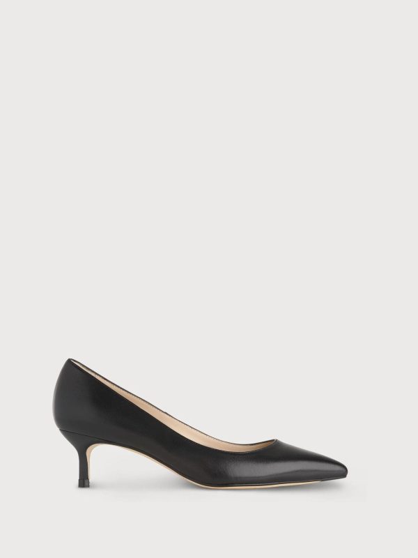 GO8442 Black Leather Audrey Kitten Heel Courts