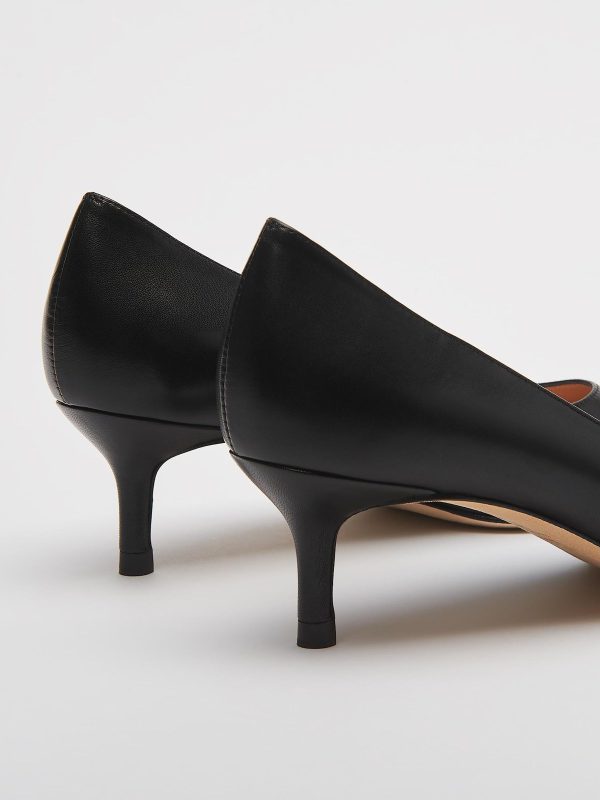 GO8442 Black Leather Audrey Kitten Heel Courts - Image 4