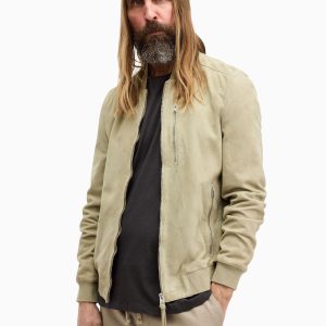GO8482 Green Kemble Suede Bomber Jacket