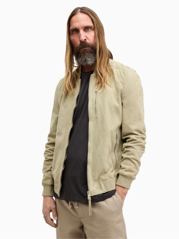 GO8482 Green Kemble Suede Bomber Jacket