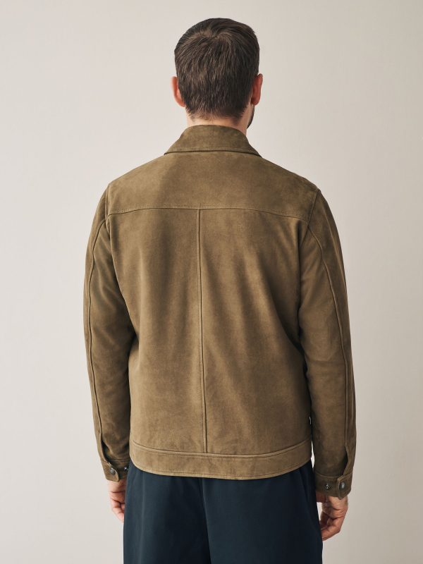 GO8485 Brown Suede Zip Through Shirt Jacket - Image 3