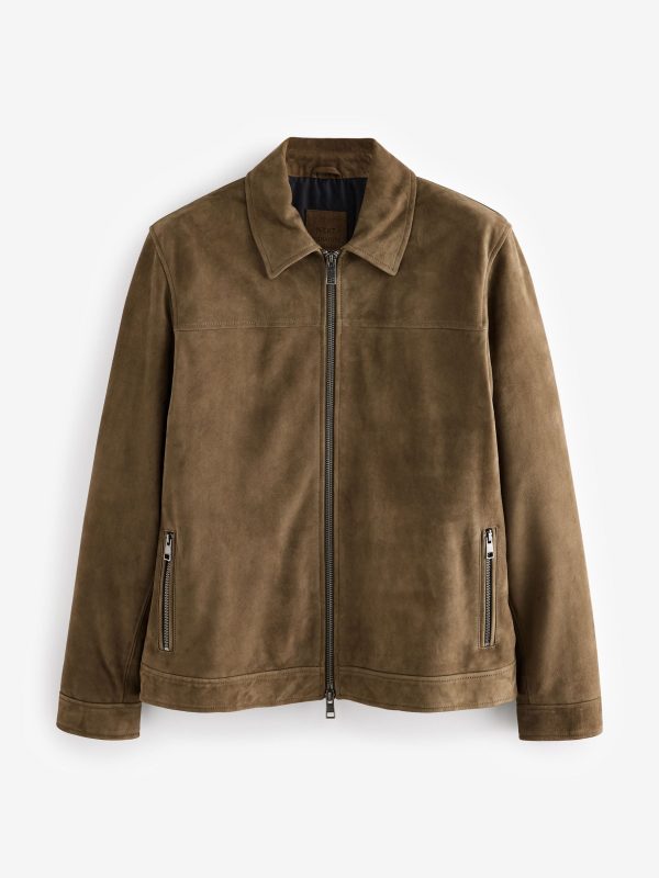 GO8485 Brown Suede Zip Through Shirt Jacket - Image 6