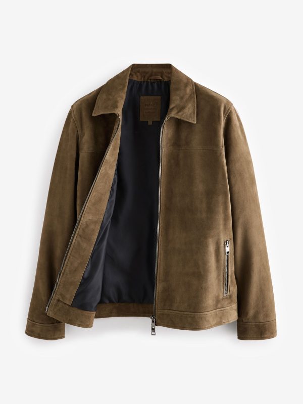 GO8485 Brown Suede Zip Through Shirt Jacket - Image 7