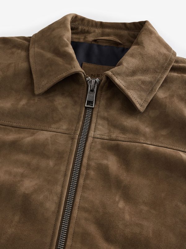 GO8485 Brown Suede Zip Through Shirt Jacket - Image 9