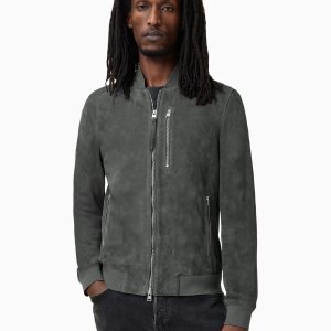 GO8473 Grey Kemble Suede Bomber Jacket