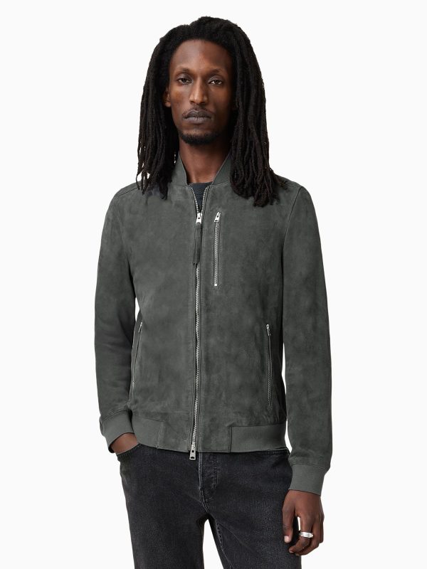 GO8473 Grey Kemble Suede Bomber Jacket