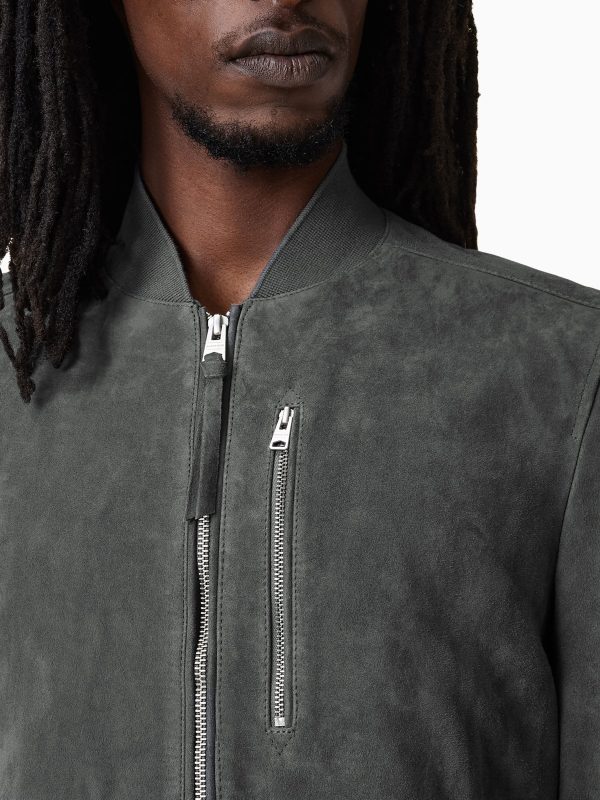GO8473 Grey Kemble Suede Bomber Jacket - Image 2