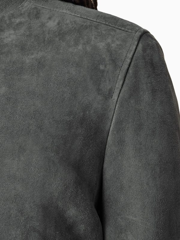 GO8473 Grey Kemble Suede Bomber Jacket - Image 4