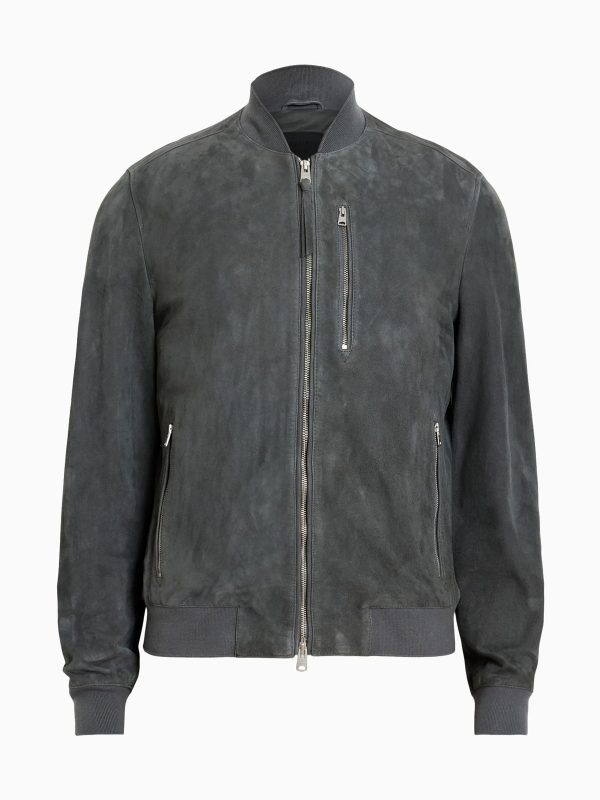 GO8473 Grey Kemble Suede Bomber Jacket - Image 6