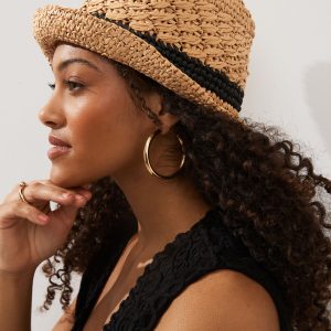 GO8466 Neutral and Black Trilby Hat