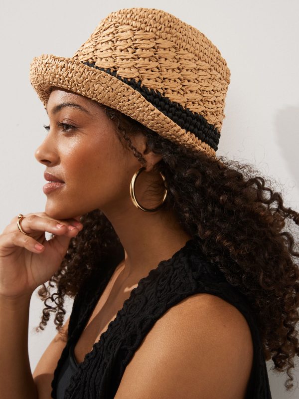 GO8466 Neutral and Black Trilby Hat