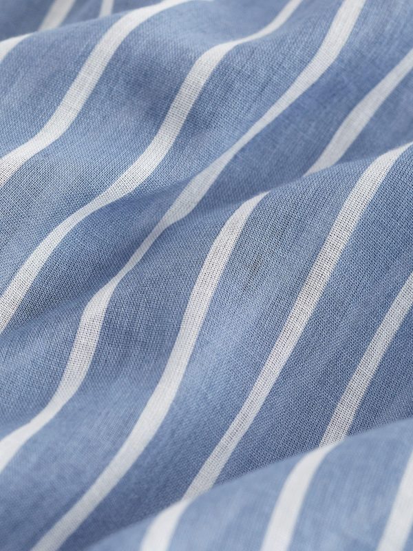 GO8434 Blue/White Stripe 100% Cotton Beach Shirt Cover-Up - Image 6