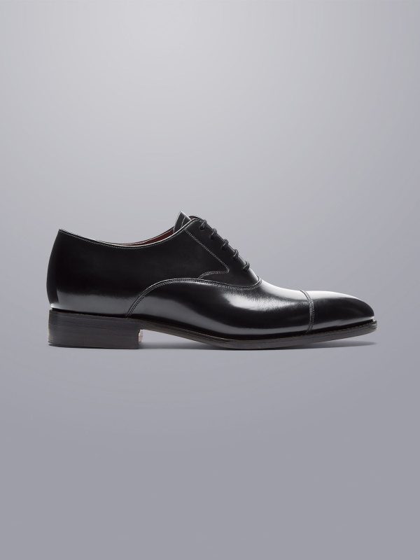 GO8455 Black High Shine Leather Made In England Oxford Shoes