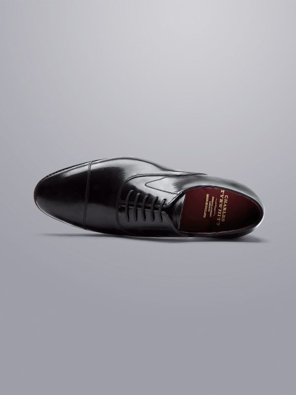 GO8455 Black High Shine Leather Made In England Oxford Shoes - Image 2
