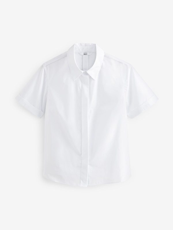 GO8433 White Short Sleeve Collared Shirt - Image 4